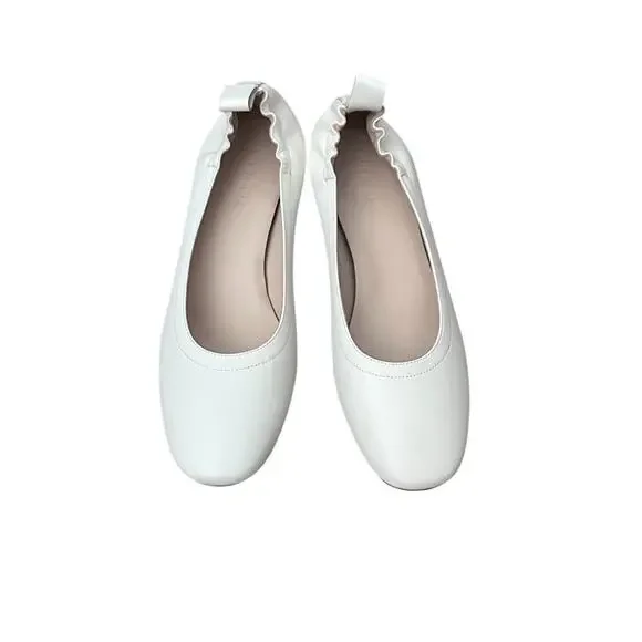 New Everlane The Day Heel Leather Slip On Pump Shoes Cream Size 10 Minimalist - Picture 2 of 8